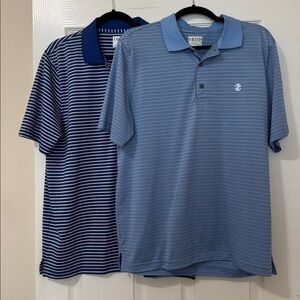IZOD Golf Polo Lot of 2 Blue Striped Size L Performance